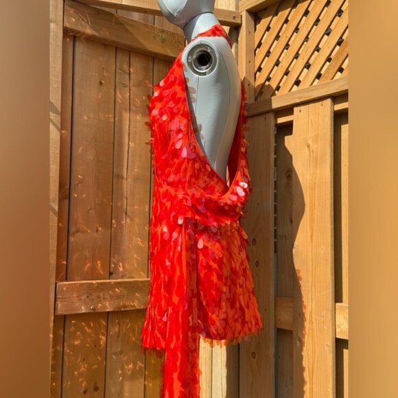 🆕 MISHA COLLECTION 🧿 NWOT Red Sapphire Sequins Mini Dress, Sz M - US 6 - Picture 6 of 16